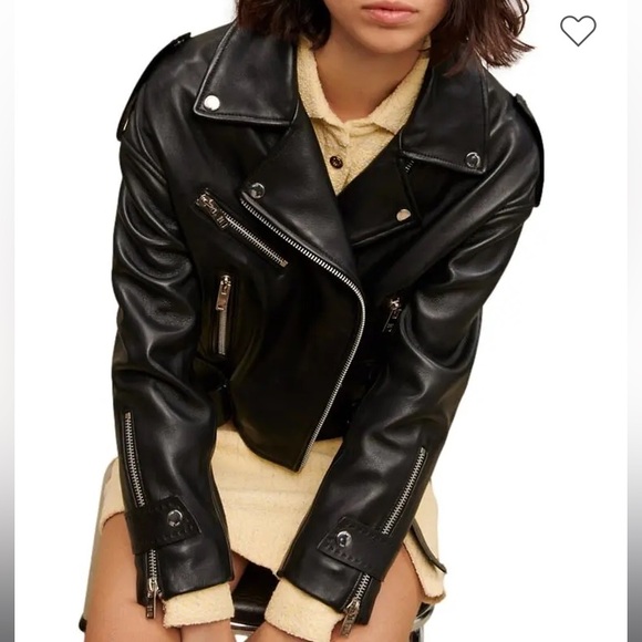 NWT Maje black leather biker jacket size 36 - Picture 9 of 9